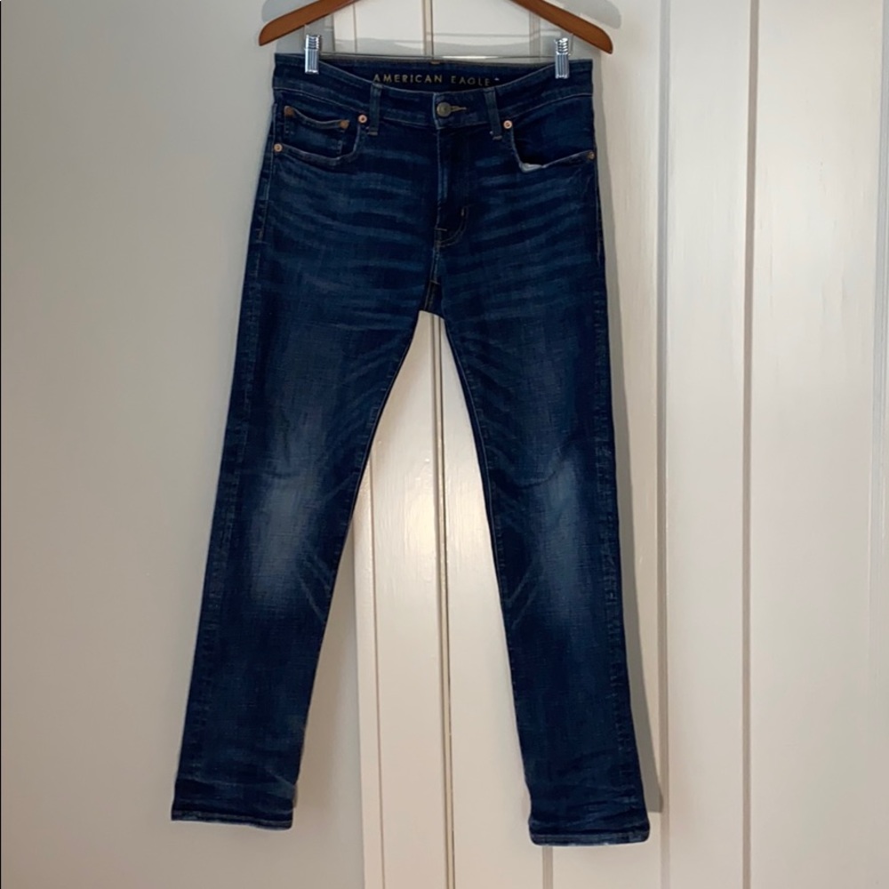 ✅ AEO AMERICAN EAGLE OUTFITTERS Next Level Flex Slim Straight Blue Denim Jeans